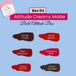 PINK N BLUE | Attitude Mini Matte Lipstick Box - Collection of 6 Different Shades | Non-Transferable | Kiss-Proof & Smudge-Proof Formula for Long-Lasting Wear & Confident Lips |