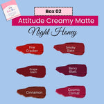 PINK N BLUE | Attitude Mini Matte Lipstick Box - Collection of 6 Different Shades | Non-Transferable | Kiss-Proof & Smudge-Proof Formula for Long-Lasting Wear & Confident Lips |