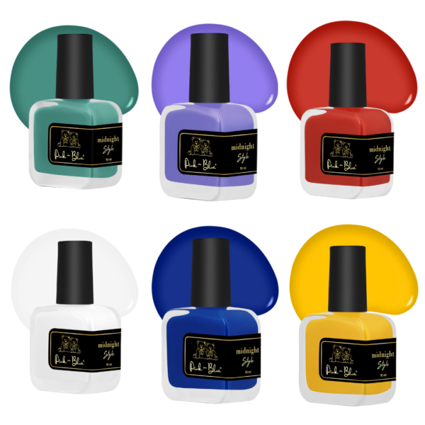 MIDNIGHT Magic Nail Polish Set | Long Lasting & High Gloss Effect | 10ml | Set of 6