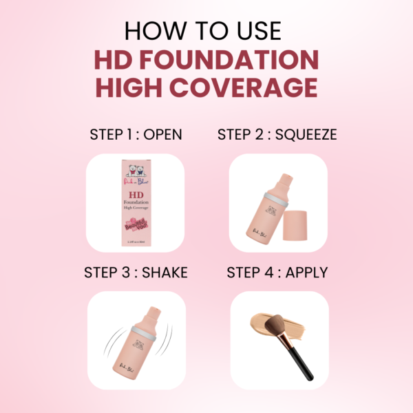 HD Foundation | Long Lasting Make Up | 20ml | Warm Nude - Image 4